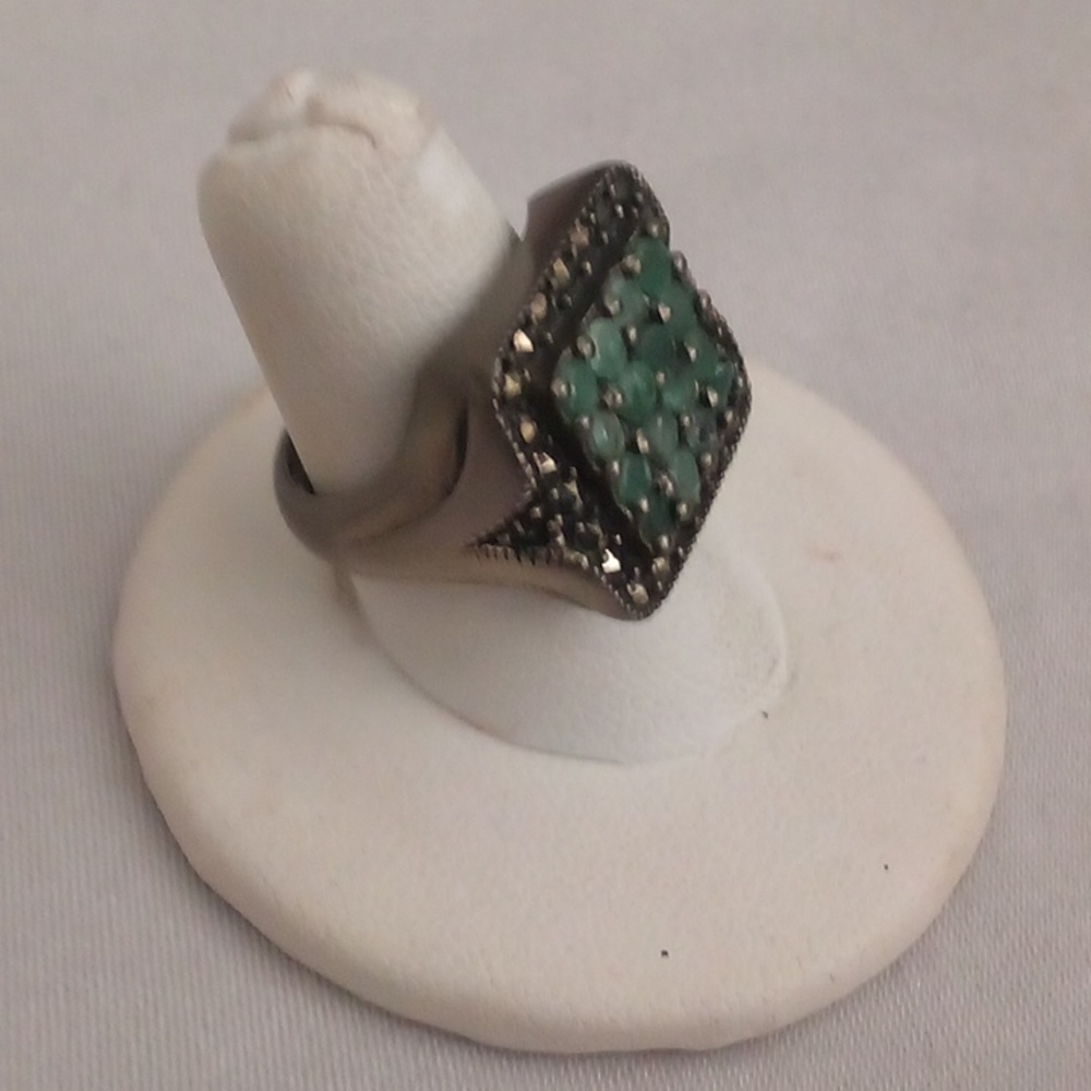 Vintage antique Natural emerald cocktail ring Size 6 😯 - Picture 3 of 6